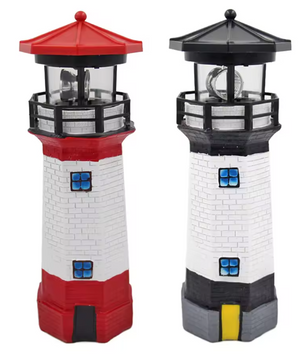 Solar Vuurtoren Lamp – LED Tuinverlichting met Roterend Effect & Automatische Sensor