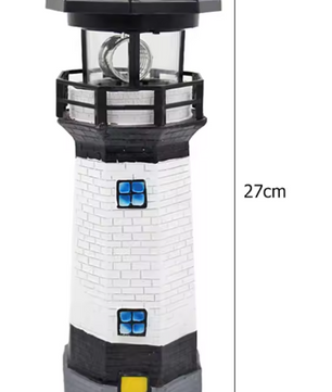 Solar Vuurtoren Lamp – LED Tuinverlichting met Roterend Effect & Automatische Sensor