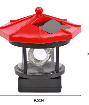 Solar Vuurtoren Lamp – LED Tuinverlichting met Roterend Effect & Automatische Sensor