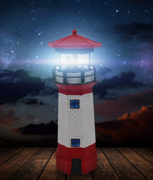Solar Vuurtoren Lamp – LED Tuinverlichting met Roterend Effect & Automatische Sensor