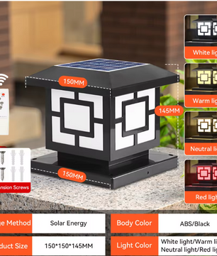 Solar LED Pijlerlamp – Vintage Waterdichte Buitenverlichting voor Tuin & Pad