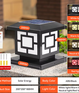 Solar LED Pijlerlamp – Vintage Waterdichte Buitenverlichting voor Tuin & Pad