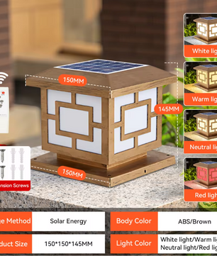 Solar LED Pijlerlamp – Vintage Waterdichte Buitenverlichting voor Tuin & Pad