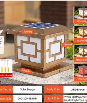 Solar LED Pijlerlamp – Vintage Waterdichte Buitenverlichting voor Tuin & Pad