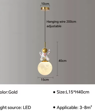 Moderne LED Astronaut Hanglamp – Maan Kroonluchter voor Kinderkamer & Slaapkamer