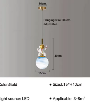 Moderne LED Astronaut Hanglamp – Maan Kroonluchter voor Kinderkamer & Slaapkamer