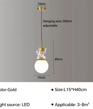 Moderne LED Astronaut Hanglamp – Maan Kroonluchter voor Kinderkamer & Slaapkamer