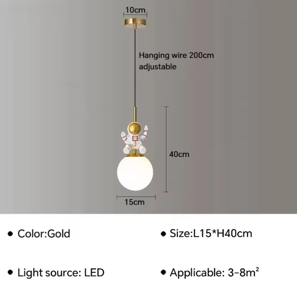 Moderne LED Astronaut Hanglamp – Maan Kroonluchter voor Kinderkamer & Slaapkamer