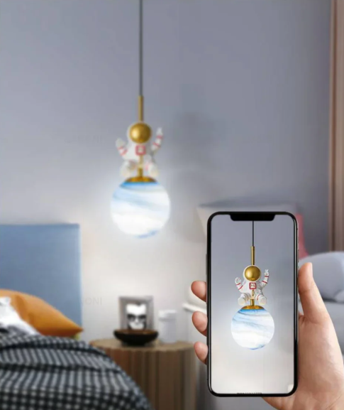 Moderne LED Astronaut Hanglamp – Maan Kroonluchter voor Kinderkamer & Slaapkamer