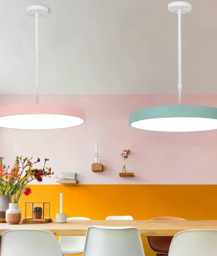 Nordic LED Hanglamp – Ronde Macaron Schijf voor Woonkamer & Eettafel