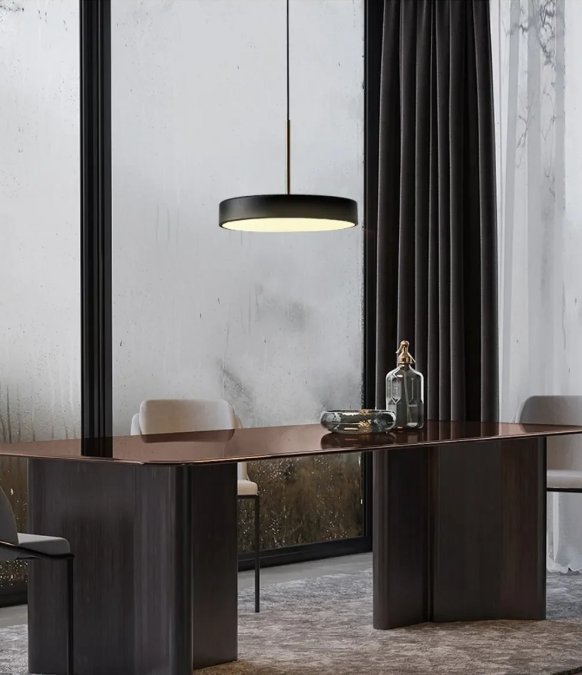 Nordic LED Hanglamp – Ronde Macaron Schijf voor Woonkamer & Eettafel