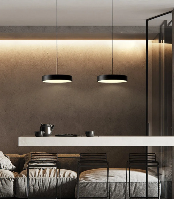 Nordic LED Hanglamp – Ronde Macaron Schijf voor Woonkamer & Eettafel