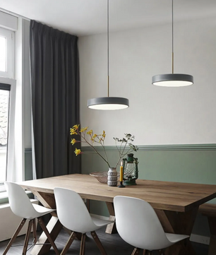 Nordic LED Hanglamp – Ronde Macaron Schijf voor Woonkamer & Eettafel