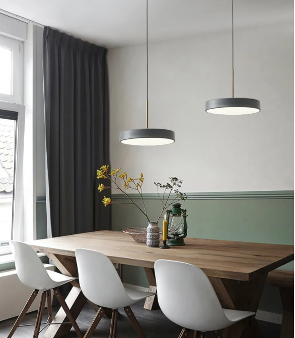 Nordic LED Hanglamp – Ronde Macaron Schijf voor Woonkamer & Eettafel