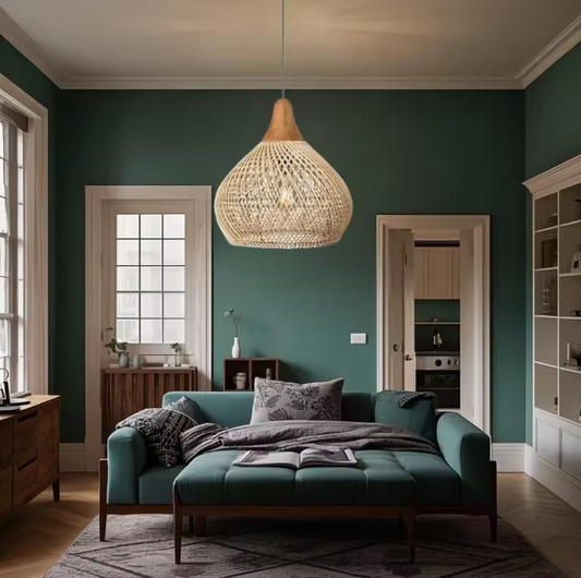 Vintage Boho Rotan Hanglamp – E27 Plafondlamp voor Eetkamer & Woonkamer