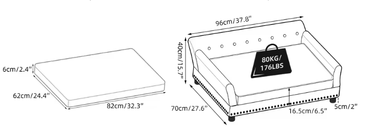 Luxe Hondenbank – Verhoogd PU-Leren Hondenbed met Kussen