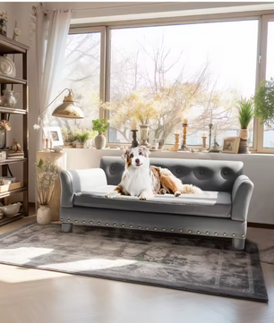 Verhoogde Hondenbank – Luxe Microfiber Leren Hondenfauteuil