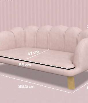 Hondenbank met Rugleuning – Fluweelzachte Stoffen Hoes & Houten Poten, Roze
