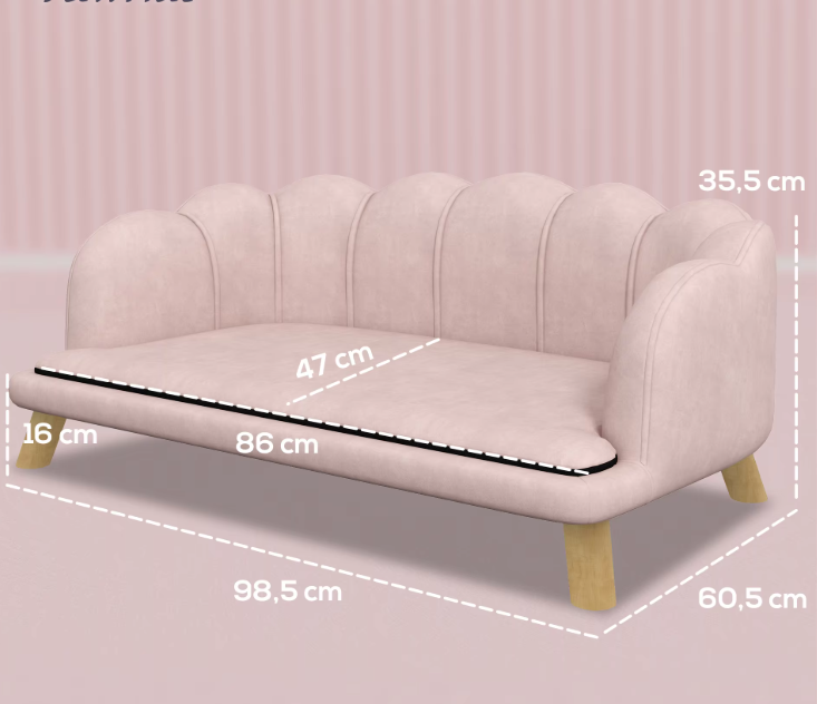 Hondenbank met Rugleuning – Fluweelzachte Stoffen Hoes & Houten Poten, Roze