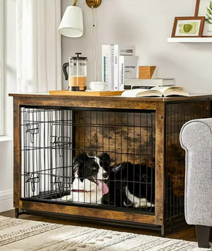 Houten Hondenbench met Bijzettafel – Dubbele Deur & Afneembaar Dienblad
