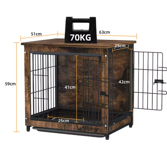 Houten Hondenbench met Bijzettafel – Dubbele Deur & Afneembaar Dienblad