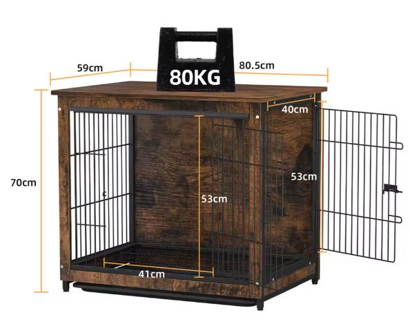 Houten Hondenbench met Bijzettafel – Dubbele Deur & Afneembaar Dienblad