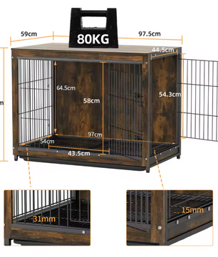 Houten Hondenbench met Bijzettafel – Dubbele Deur & Afneembaar Dienblad