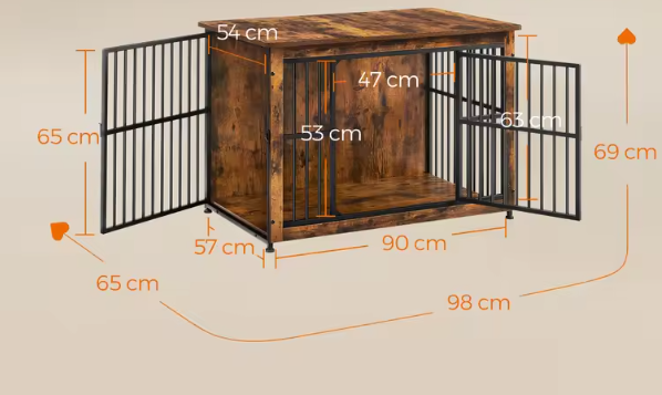 Hondenbench met Bijzettafel – Houten Hondenkooi met Dubbele Deur, Modern en Duurzaam