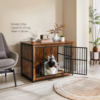 Hondenbench met Bijzettafel – Houten Hondenkooi met Dubbele Deur, Modern en Duurzaam