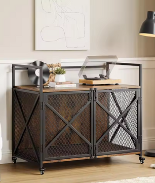 Zware Hondenkooi met Wielen – Hondenkrat & Bijzettafel met Dubbele Deur