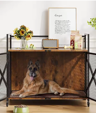 Zware Hondenkooi met Wielen – Hondenkrat & Bijzettafel met Dubbele Deur