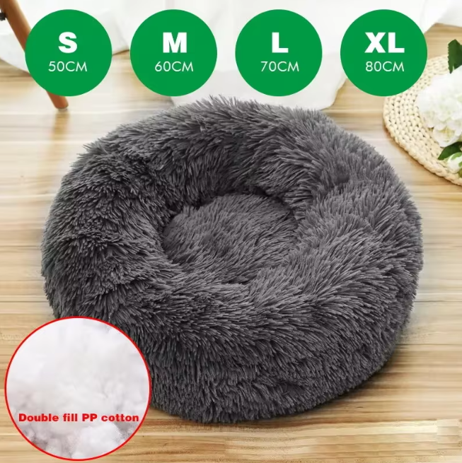 Rond Pluche Honden- en Kattenbed – Warm, Zacht & Wasbaar Nest