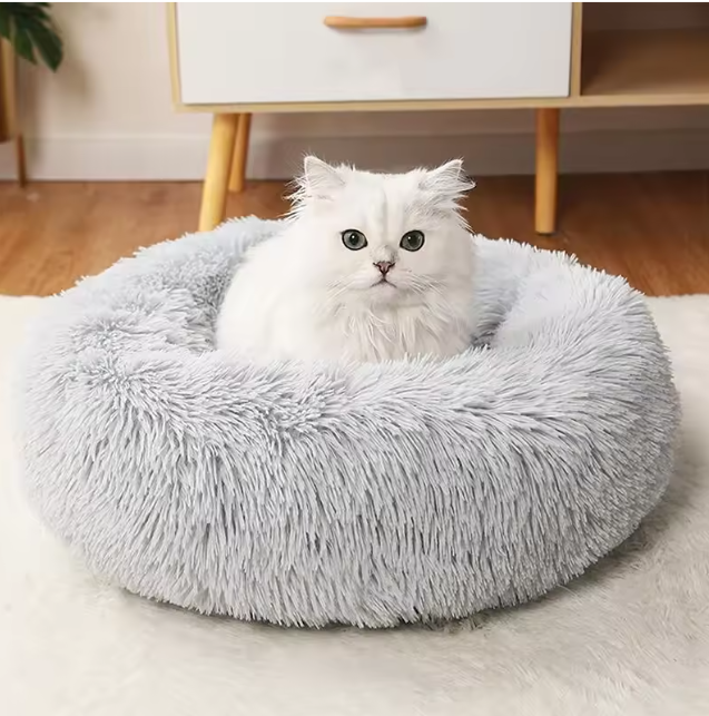 Rond Pluche Honden- en Kattenbed – Zacht, Warm & Comfortabel