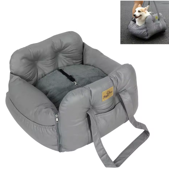 Hond Autostoelverhoger – Wasbare Reisdrager & Bed met Opbergvakken, Veilig & Comfortabel