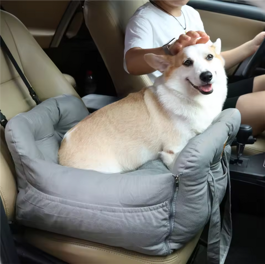 Hond Autostoelverhoger – Wasbare Reisdrager & Bed met Opbergvakken, Veilig & Comfortabel