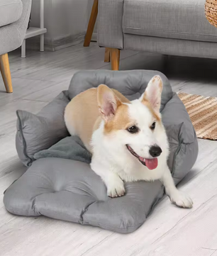 Hond Autostoelverhoger – Wasbare Reisdrager & Bed met Opbergvakken, Veilig & Comfortabel
