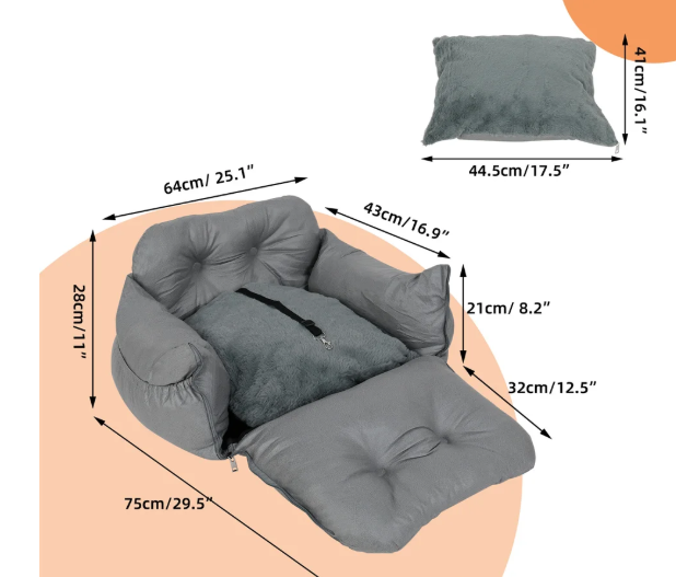 Hond Autostoelverhoger – Wasbare Reisdrager & Bed met Opbergvakken, Veilig & Comfortabel