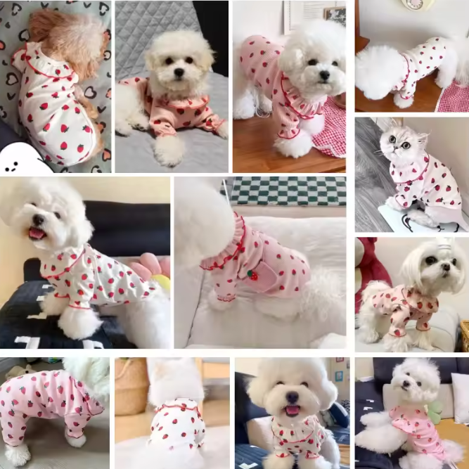 Zomer Honden T-shirt met Aardbeienprint – Ademend & Comfortabel