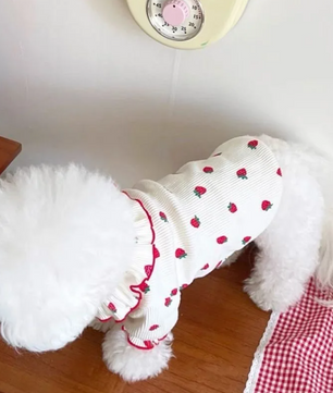 Zomer Honden T-shirt met Aardbeienprint – Ademend & Comfortabel