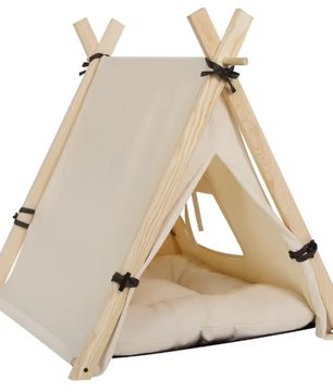 Tipi Tent voor Honden & Katten – Canvas Huisdierentent met Kussen, Afneembaar & Wasbaar