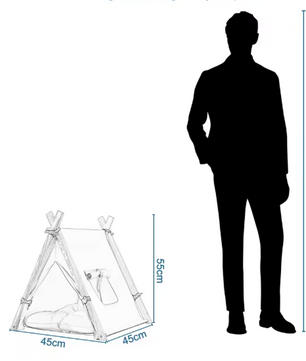 Tipi Tent voor Honden & Katten – Canvas Huisdierentent met Kussen, Afneembaar & Wasbaar