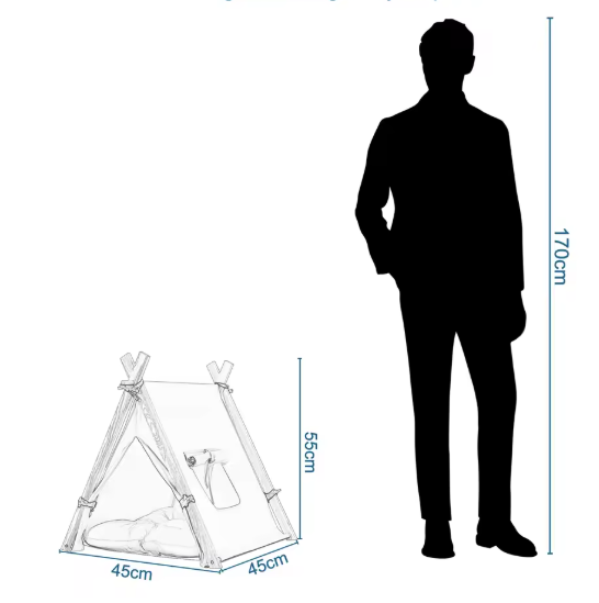 Tipi Tent voor Honden & Katten – Canvas Huisdierentent met Kussen, Afneembaar & Wasbaar