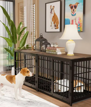 Grote Houten Hondenkrat – Stijlvolle Binnenkennel met 3 Deuren & Verwijderbare Lade