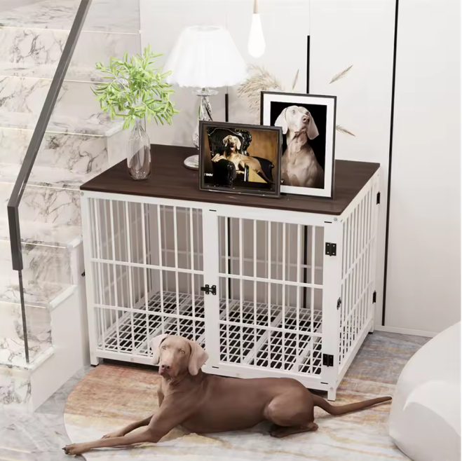 Grote Houten Hondenkrat – Stijlvolle Binnenkennel met 3 Deuren & Verwijderbare Lade