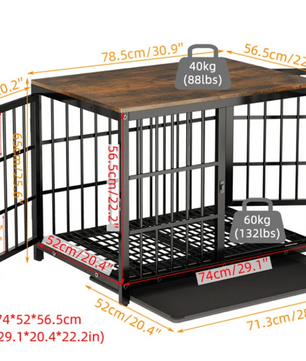 Grote Houten Hondenkrat – Stijlvolle Binnenkennel met 3 Deuren & Verwijderbare Lade