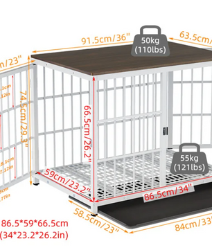 Grote Houten Hondenkrat – Stijlvolle Binnenkennel met 3 Deuren & Verwijderbare Lade