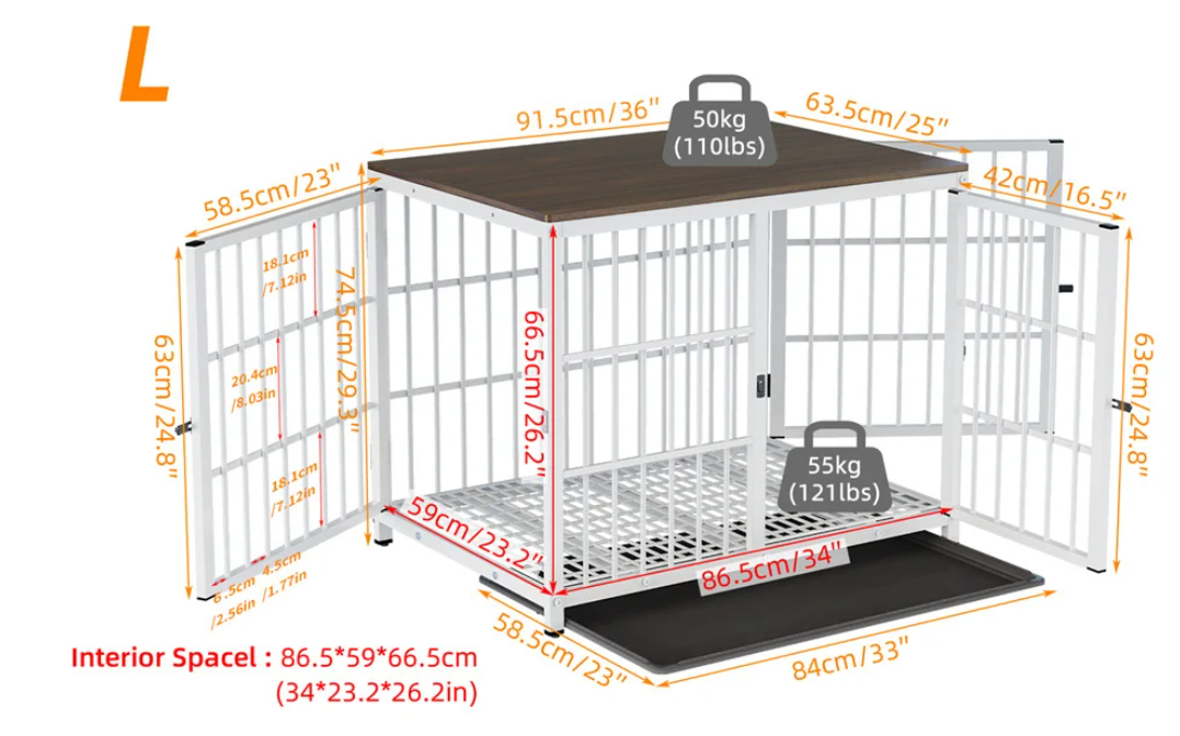 Grote Houten Hondenkrat – Stijlvolle Binnenkennel met 3 Deuren & Verwijderbare Lade