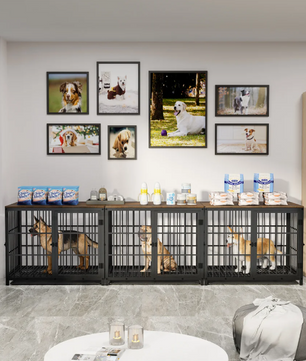 Grote Houten Hondenkrat – Stijlvolle Binnenkennel met 3 Deuren & Verwijderbare Lade