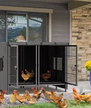 2-in-1 Grote Metalen Hondenkooi – Robuuste Dubbele Kennel met Verdeler & Uitschuifbare Lade
