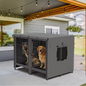2-in-1 Grote Metalen Hondenkooi – Robuuste Dubbele Kennel met Verdeler & Uitschuifbare Lade